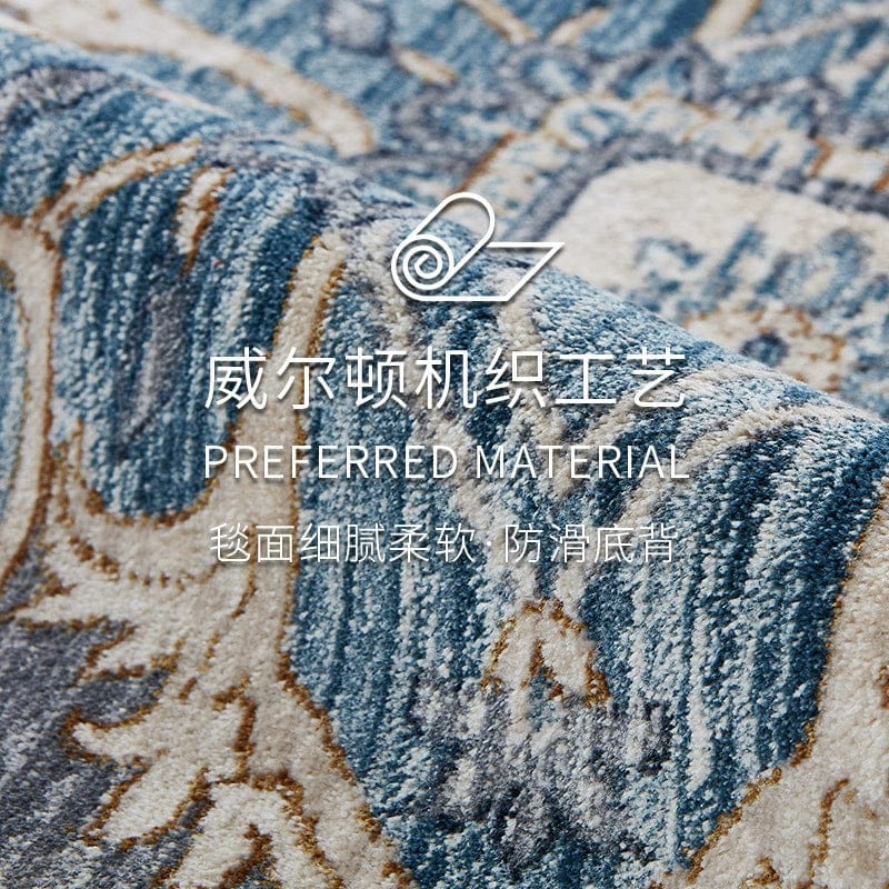 SHOWLU FASHION STORE DittoHouse Retro Turkish Area Rug, luxury polyester living room carpet with intricate patterns and warm tones.