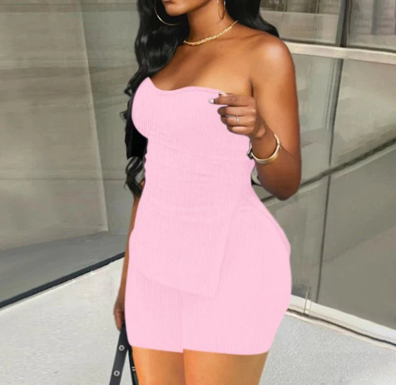 SHOWLU Women's two-piece summer knit outfit with sleeveless top and shorts, casual Y2K style for warm weather streetwear.