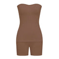 SHOWLU Women's two-piece summer knit outfit with sleeveless top and shorts, casual and versatile streetwear for warm weather.