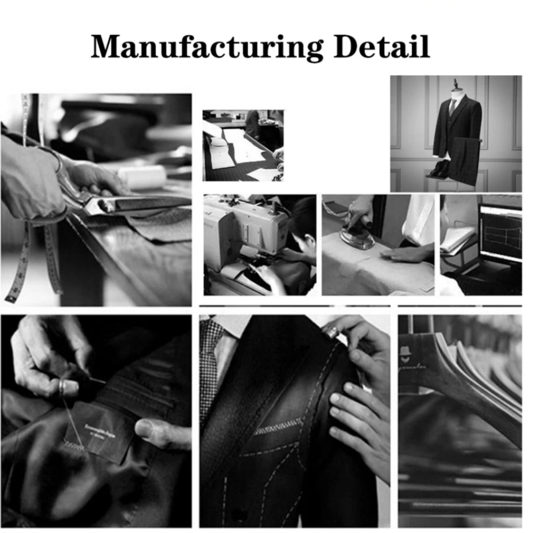 Two Pieces Straps Men's Suit Set, Double Breasted Blazer and Black Pants Slim Fitting Tuxedo Wedding Party Formal Suits for Men - SHOWLU FASHION STORE