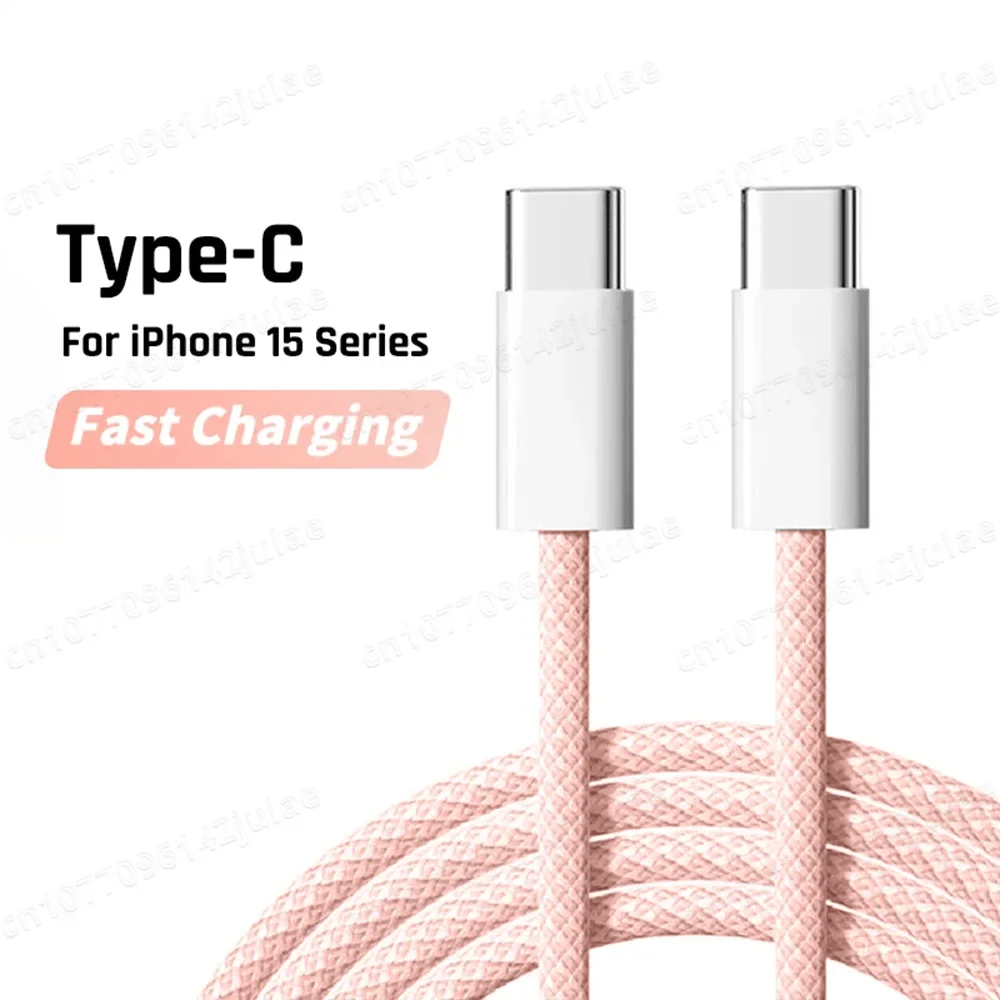 Showlu PD 35W USB C fast charging cable for iPhone 15 Pro Max, 1M or 2M length, black and durable design.
