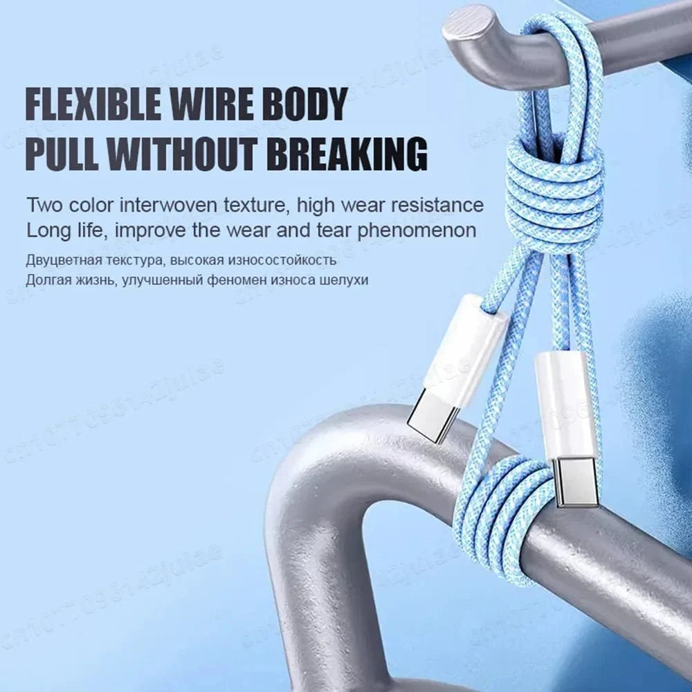 Showlu PD 35W USB C fast charging cable for iPhone 15 Pro Max, 1M-2M length, with durable Type-C connector.