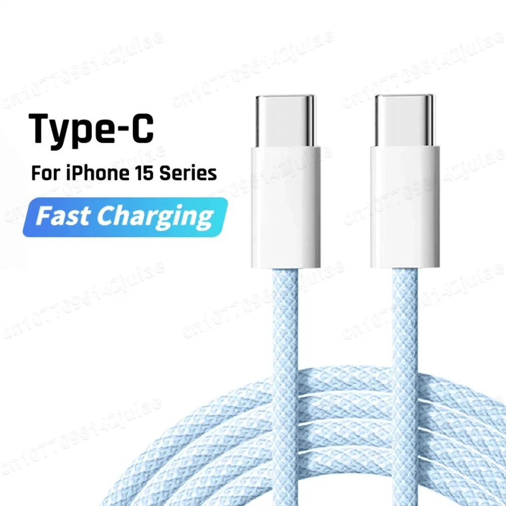 Showlu PD 35W USB C fast charging cable for iPhone 15 Pro Max, 1M-2M length, black cable with Type-C connector.