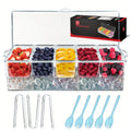 Showlu Chilled Condiment Server Tray with five compartments and lid, perfect for keeping condiments cool and organized.