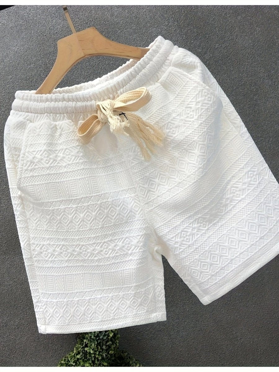 Men's textured breathable drawstring shorts from SHOWLU FASHION STORE, relaxed fit, adjustable waist, ideal for summer outdoor and beach wear.