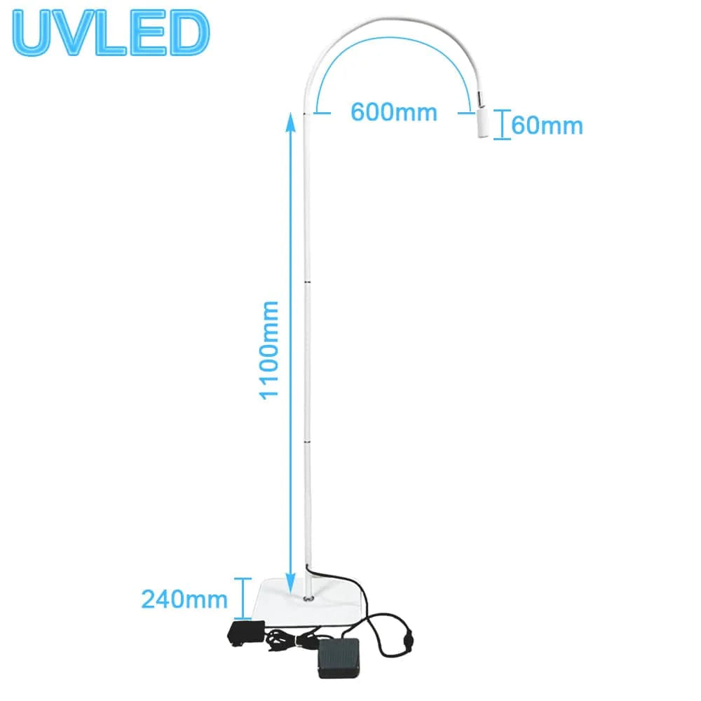 Showlu UV LED eyelash curing lamp with pedal switch for glue grafting and false eyelash curing, featuring ultraviolet light and foot control.
