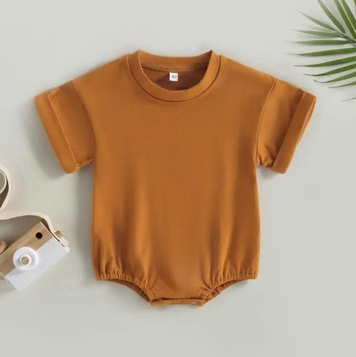 Unisex Baby Boy Girl Solid Color Short Sleeve Bubble Romper Oversized T-Shirt Bodysuit Top Summer Baby Jumpsuits Clothes - SHOWLU FASHION STORE