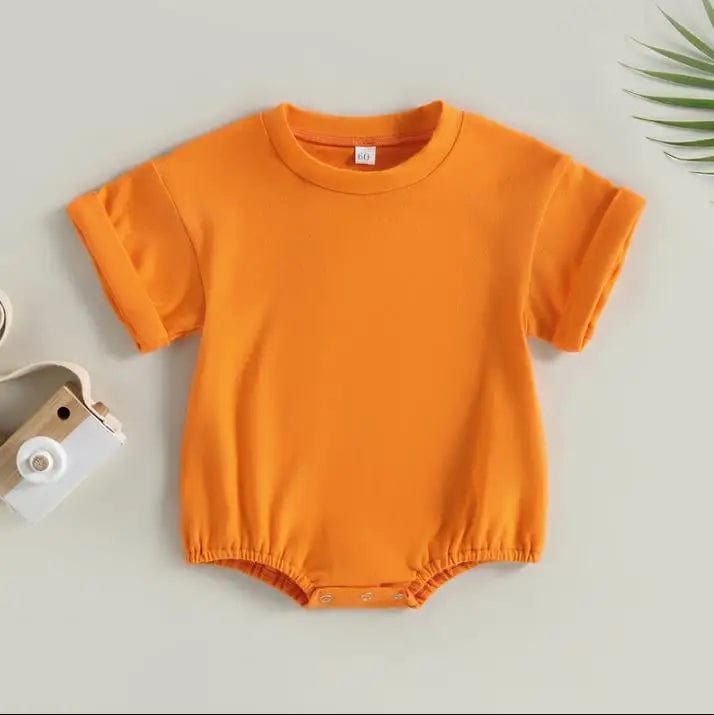 Unisex Baby Boy Girl Solid Color Short Sleeve Bubble Romper Oversized T-Shirt Bodysuit Top Summer Baby Jumpsuits Clothes - SHOWLU FASHION STORE