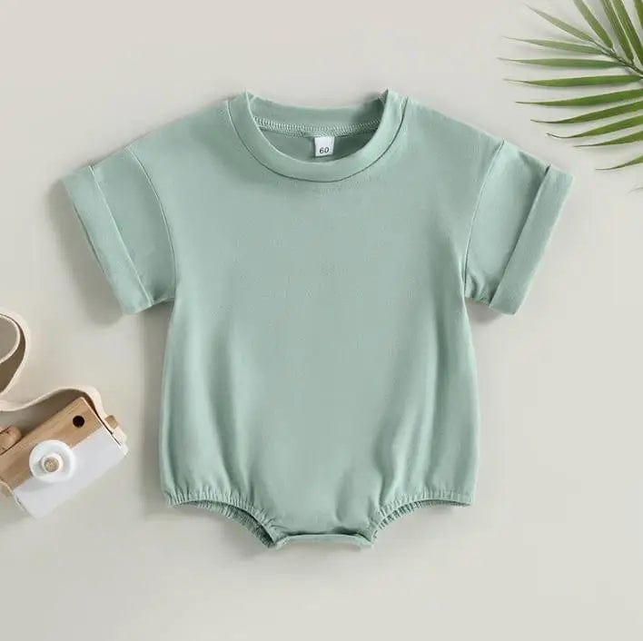 Unisex Baby Boy Girl Solid Color Short Sleeve Bubble Romper Oversized T-Shirt Bodysuit Top Summer Baby Jumpsuits Clothes - SHOWLU FASHION STORE