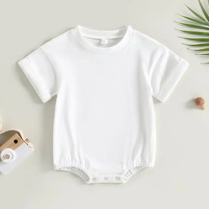Unisex Baby Boy Girl Solid Color Short Sleeve Bubble Romper Oversized T-Shirt Bodysuit Top Summer Baby Jumpsuits Clothes - SHOWLU FASHION STORE