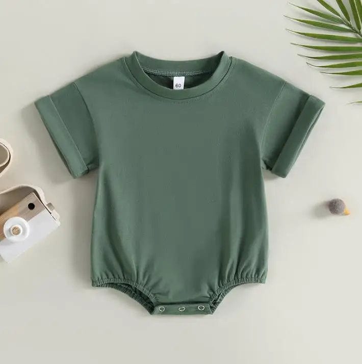 Unisex Baby Boy Girl Solid Color Short Sleeve Bubble Romper Oversized T-Shirt Bodysuit Top Summer Baby Jumpsuits Clothes - SHOWLU FASHION STORE