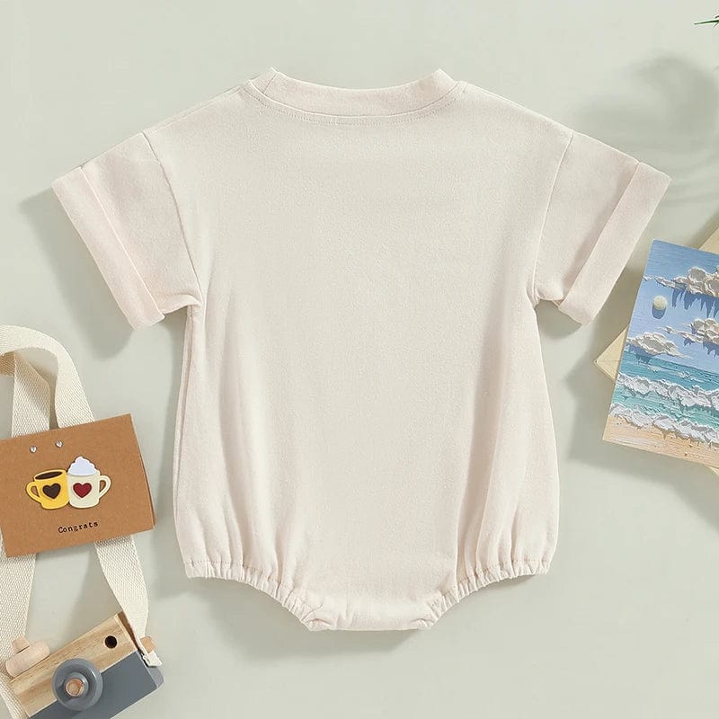 Unisex Baby Boy Girl Solid Color Short Sleeve Bubble Romper Oversized T-Shirt Bodysuit Top Summer Baby Jumpsuits Clothes - SHOWLU FASHION STORE