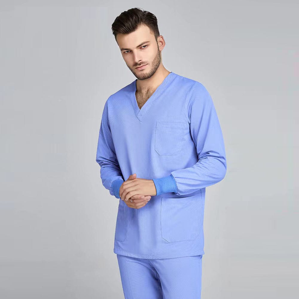 Unisex Showlu jogger scrub suit set with V-neck design, ideal for medical professionals and hospital staff.