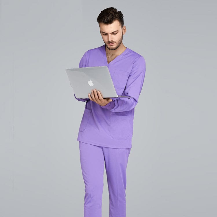 Unisex Showlu jogger scrub suit set with V-neck design for medical professionals, ideal for hospital nursing uniforms.
