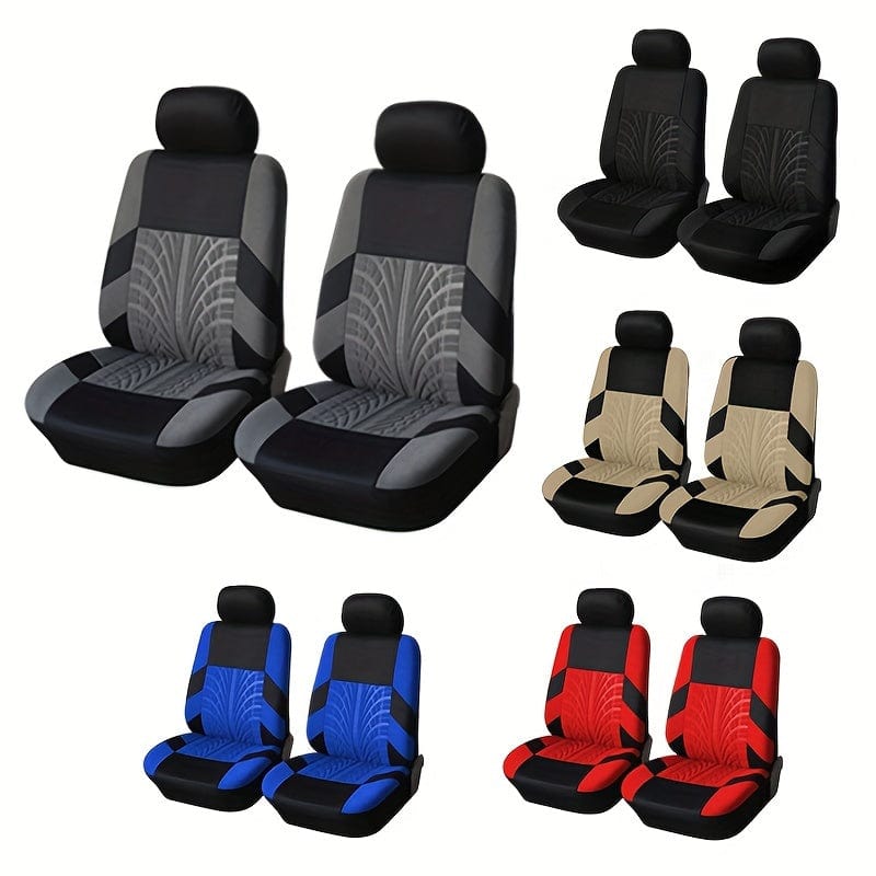 SHOWLU FASHION universal car seat covers made of breathable polyester, featuring a front pair with sponge filler for all-season protection.