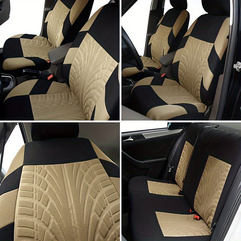 SHOWLU FASHION universal car seat covers made of breathable polyester, designed for front seats with sponge padding for all-season use.