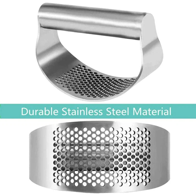 Stainless steel garlic press and ginger rocker by SHOWLU FASHION STORE, ergonomic design for easy garlic and ginger mincing in the kitchen.