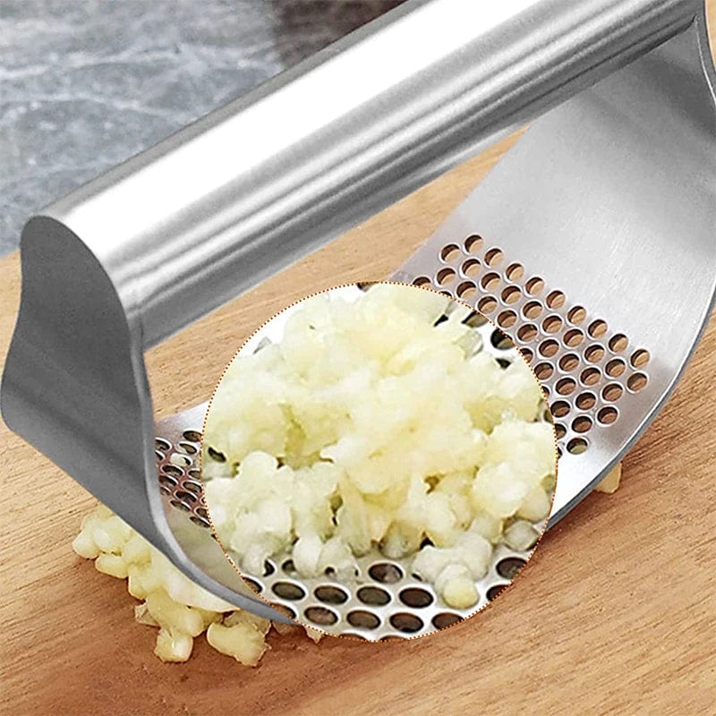 SHOWLU FASHION STORE PGY stainless steel garlic press rocker with ergonomic design for mincing garlic and ginger easily in the kitchen.