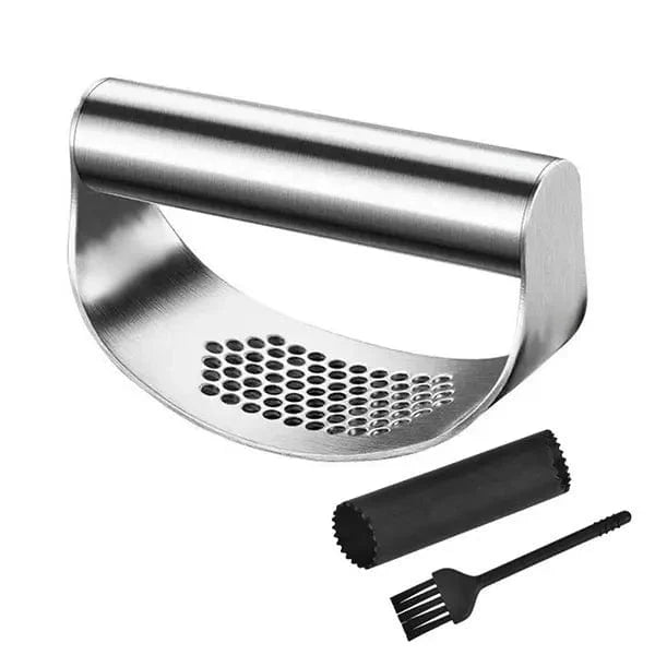 Stainless steel garlic press rocker by SHOWLU FASHION STORE, ergonomic ginger mincer tool for efficient garlic and ginger crushing.