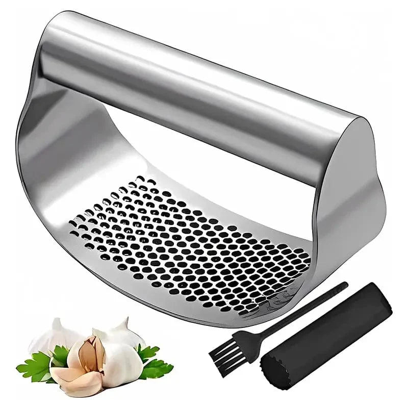 Stainless steel garlic press and ginger rocker by SHOWLU FASHION STORE, ergonomic design for effortless mincing and crushing garlic and ginger.