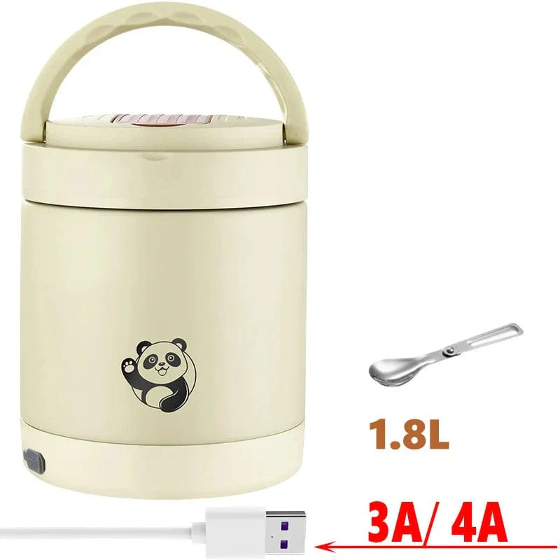 Showlu USB electric heated lunch box with stainless steel container, leakproof design, portable for office, school, or travel use.