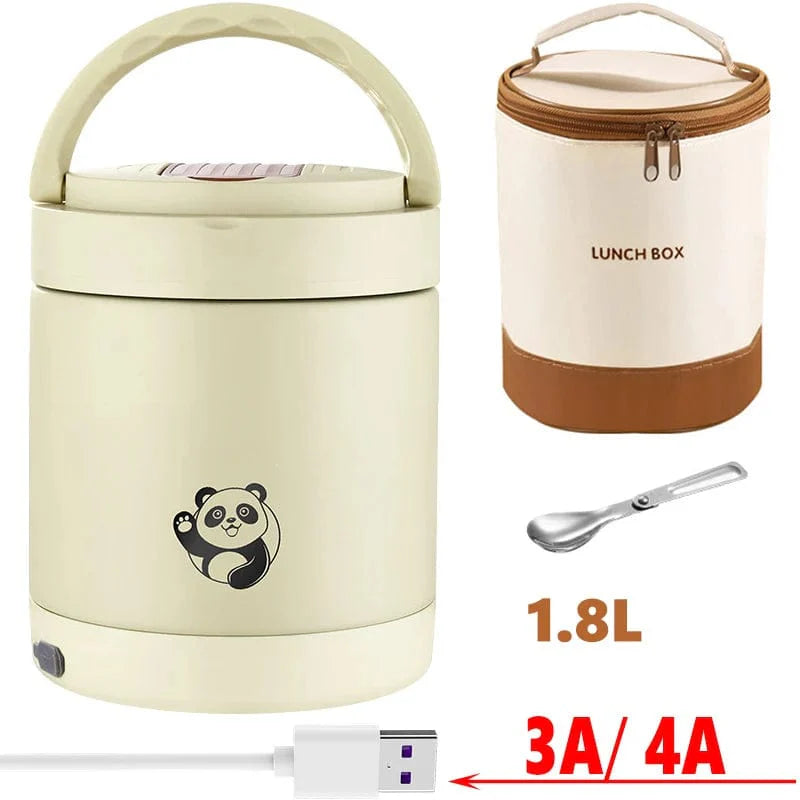 Showlu USB electric heated lunch box with stainless steel container, leakproof design, suitable for office, school, or travel use.