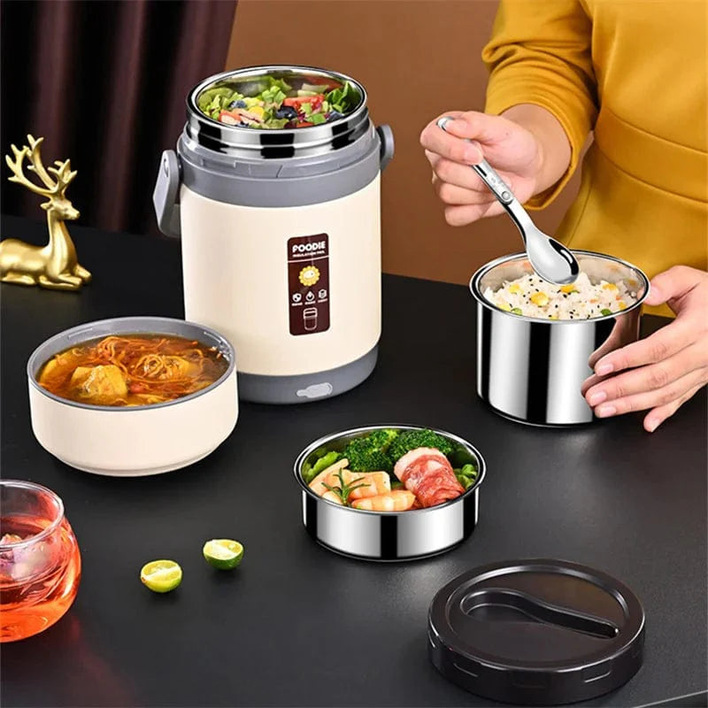 Showlu USB electric heated lunch box with stainless steel food warmer container, ideal for keeping hot meals warm at work or school