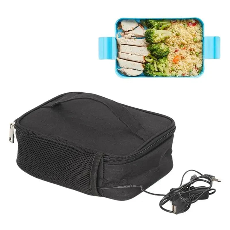 Showlu USB electric heating lunch bag made of waterproof Oxford fabric, with a thermal food warmer and portable design for travel.