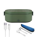 Showlu USB heated electric lunch box with stainless steel interior for keeping food warm on the go.