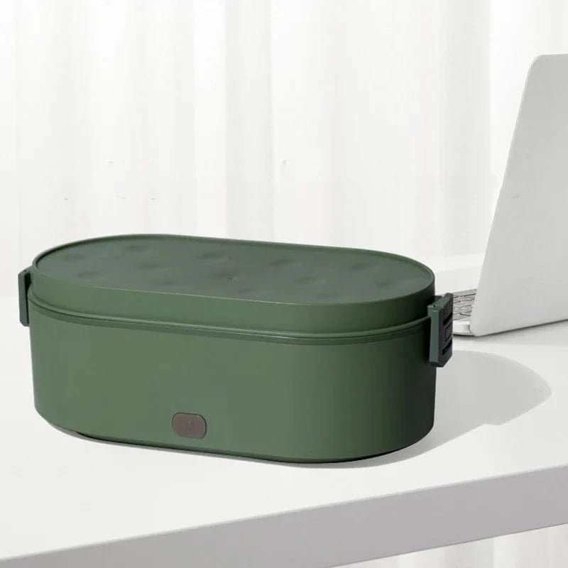 Showlu USB heated electric lunch box with stainless steel food container, portable design for warming meals on the go.