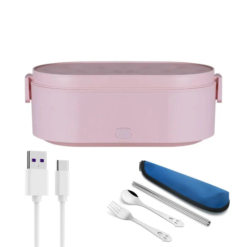 Showlu USB Heated Electric Lunch Box with stainless steel container for portable food warming and easy reheating.