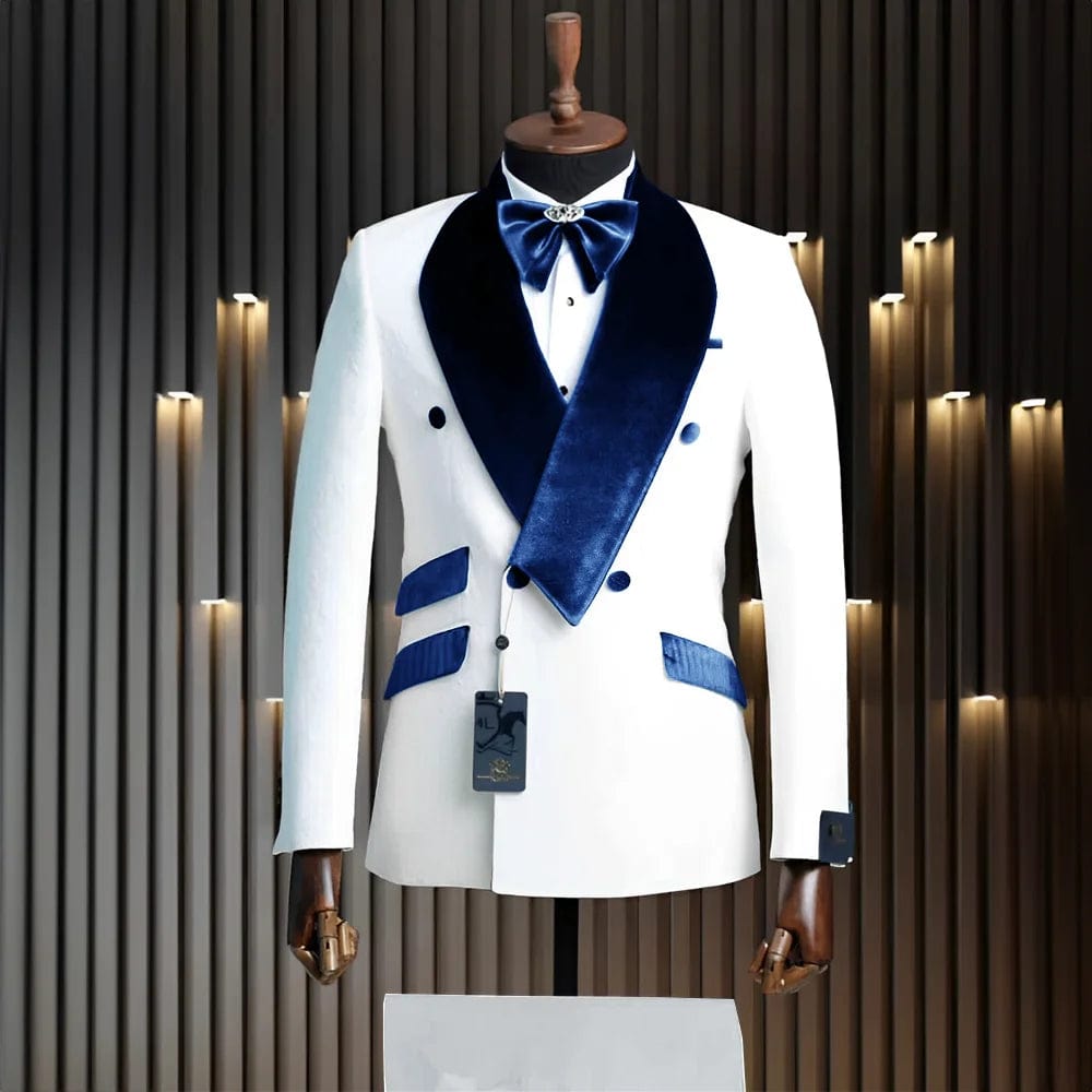Velvet Men's Suit 2 Piece Formal Wedding Tuxedo Groom's Jacket Pants White Classic Design Outfit XS - 5XL Mens suit - SHOWLU FASHION STORE