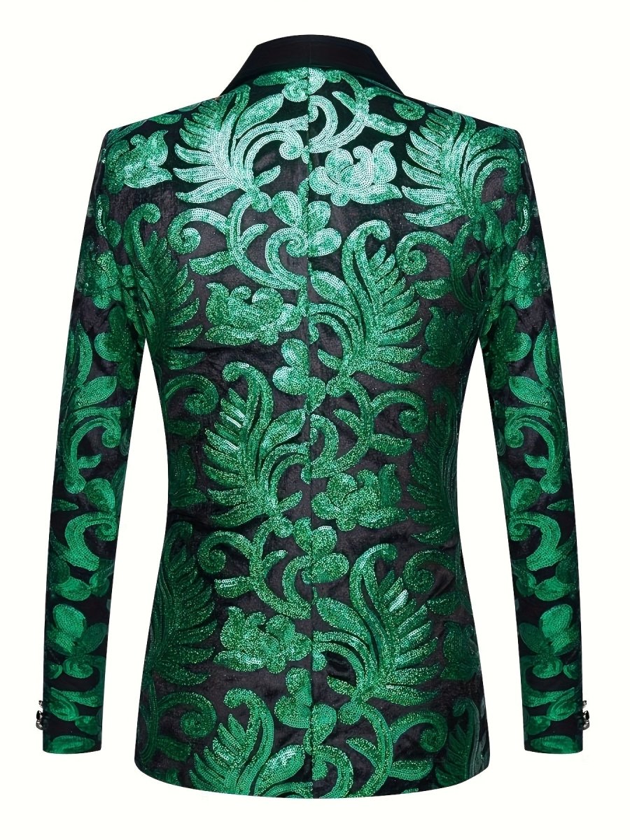SHOWLU FASHION velvet blazer with floral print, shawl collar, long sleeves, regular fit, perfect for spring and summer parties.
