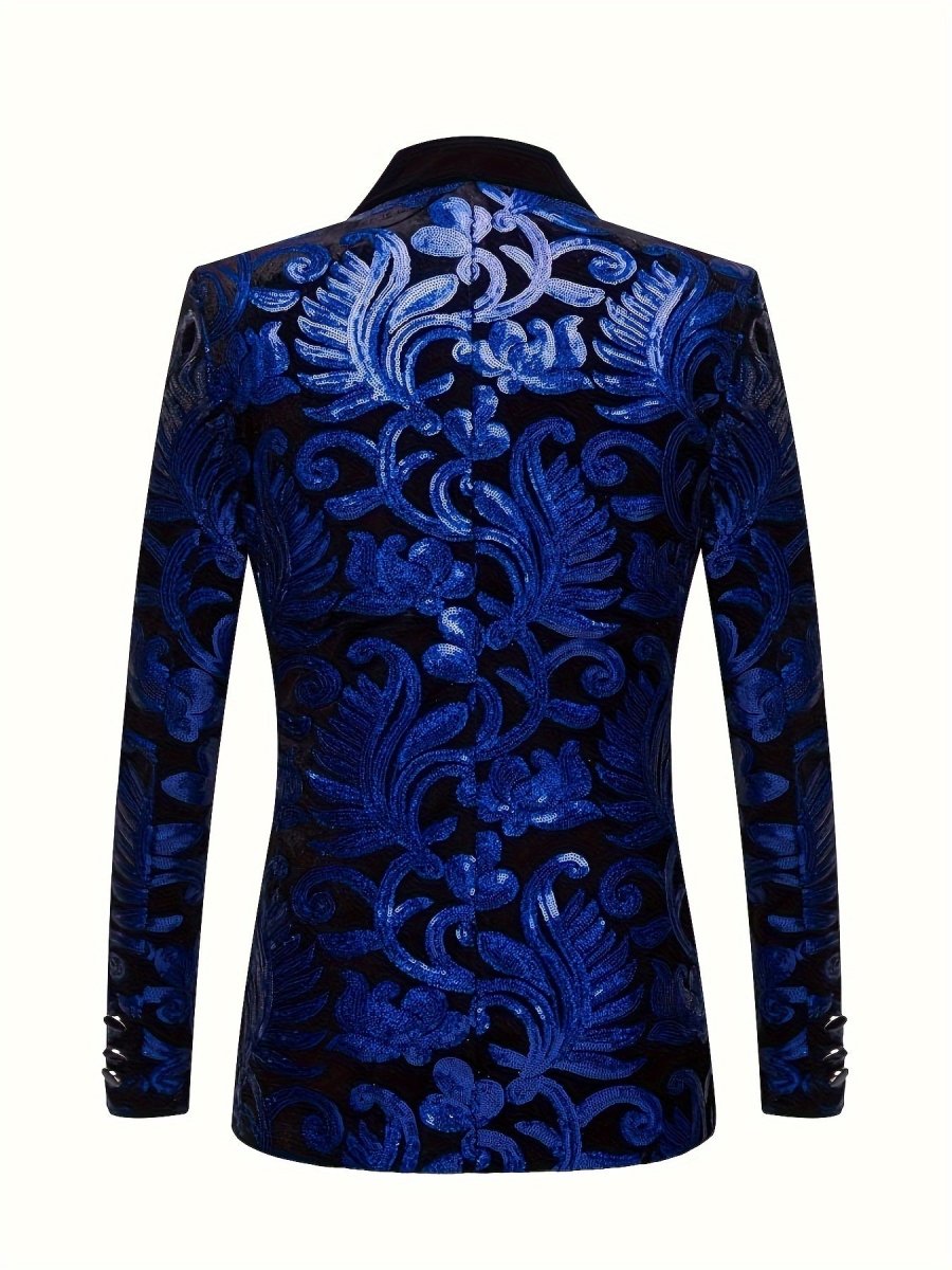 SHOWLU FASHION velvet blazer with floral print, shawl collar, long sleeves, regular fit, suitable for spring and summer occasions.