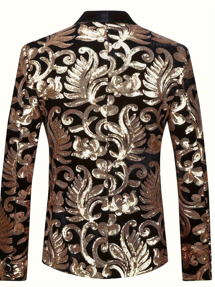 SHOWLU FASHION velvet shawl collar blazer with floral print, long sleeves, regular fit, perfect for spring, summer, and fall parties.