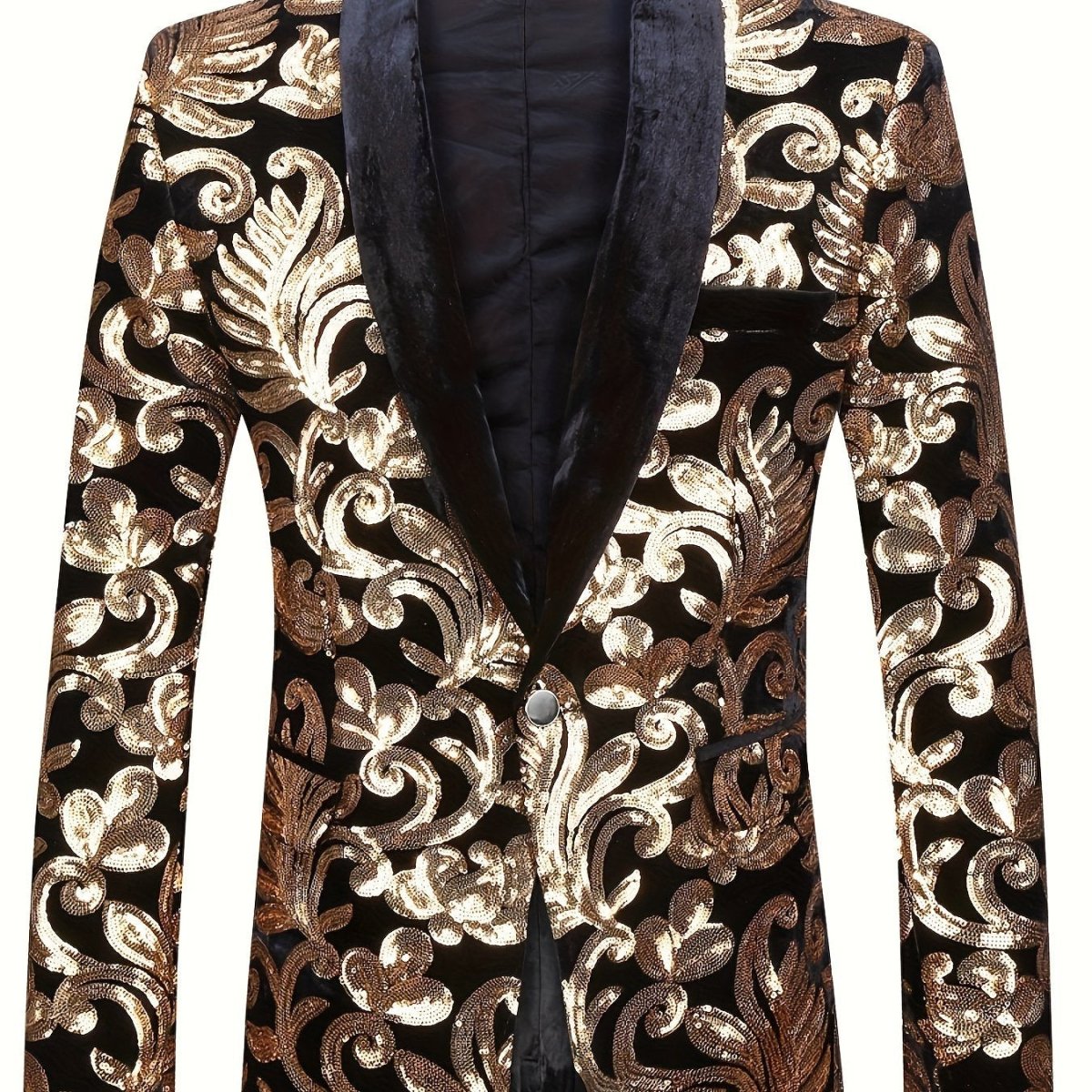 SHOWLU FASHION velvet shawl collar blazer with floral print, long sleeves, regular fit, perfect for spring, summer, and fall parties.