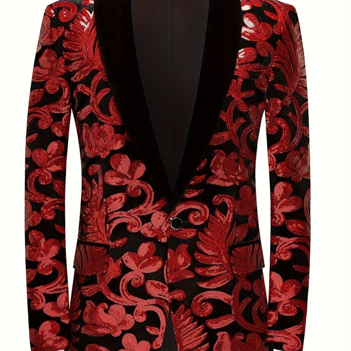 SHOWLU FASHION velvet shawl collar blazer with floral print, long sleeves, regular fit, perfect for spring, summer, or fall parties.