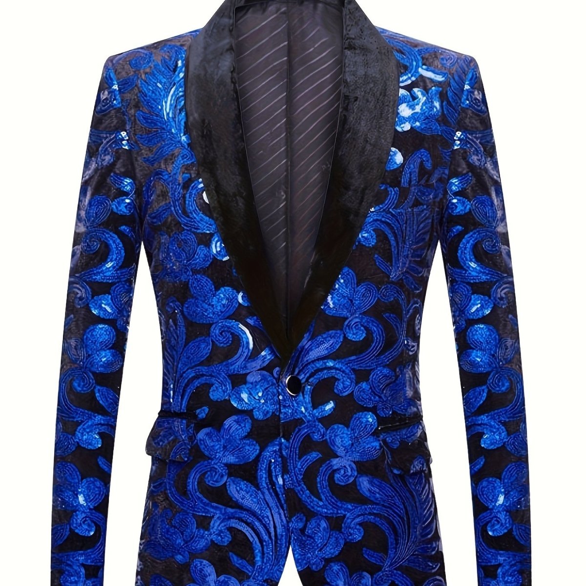 SHOWLU FASHION velvet blazer with floral print, shawl collar, long sleeves, regular fit, perfect for spring, summer, and fall parties.
