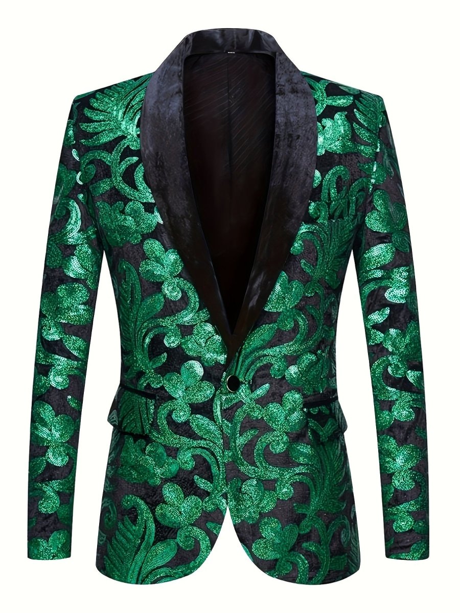 SHOWLU FASHION velvet blazer with floral print, shawl collar, long sleeves, regular fit, ideal for spring and summer parties.
