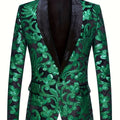 SHOWLU FASHION velvet floral print blazer with shawl collar, long sleeves, regular fit, perfect for spring, summer, fall parties.