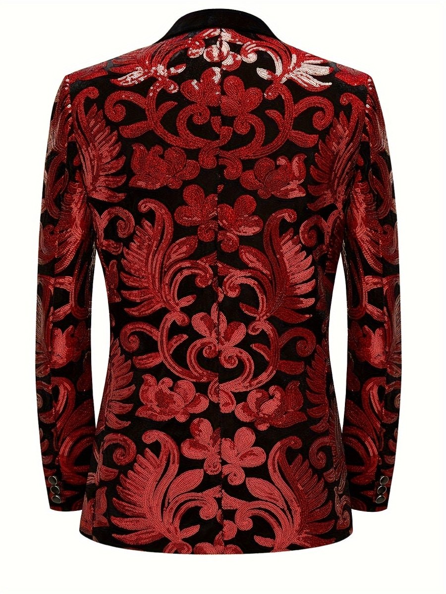 SHOWLU FASHION Velvet Shawl Collar Blazer with floral print, long sleeves, polyester fabric, perfect for spring, summer, or fall.