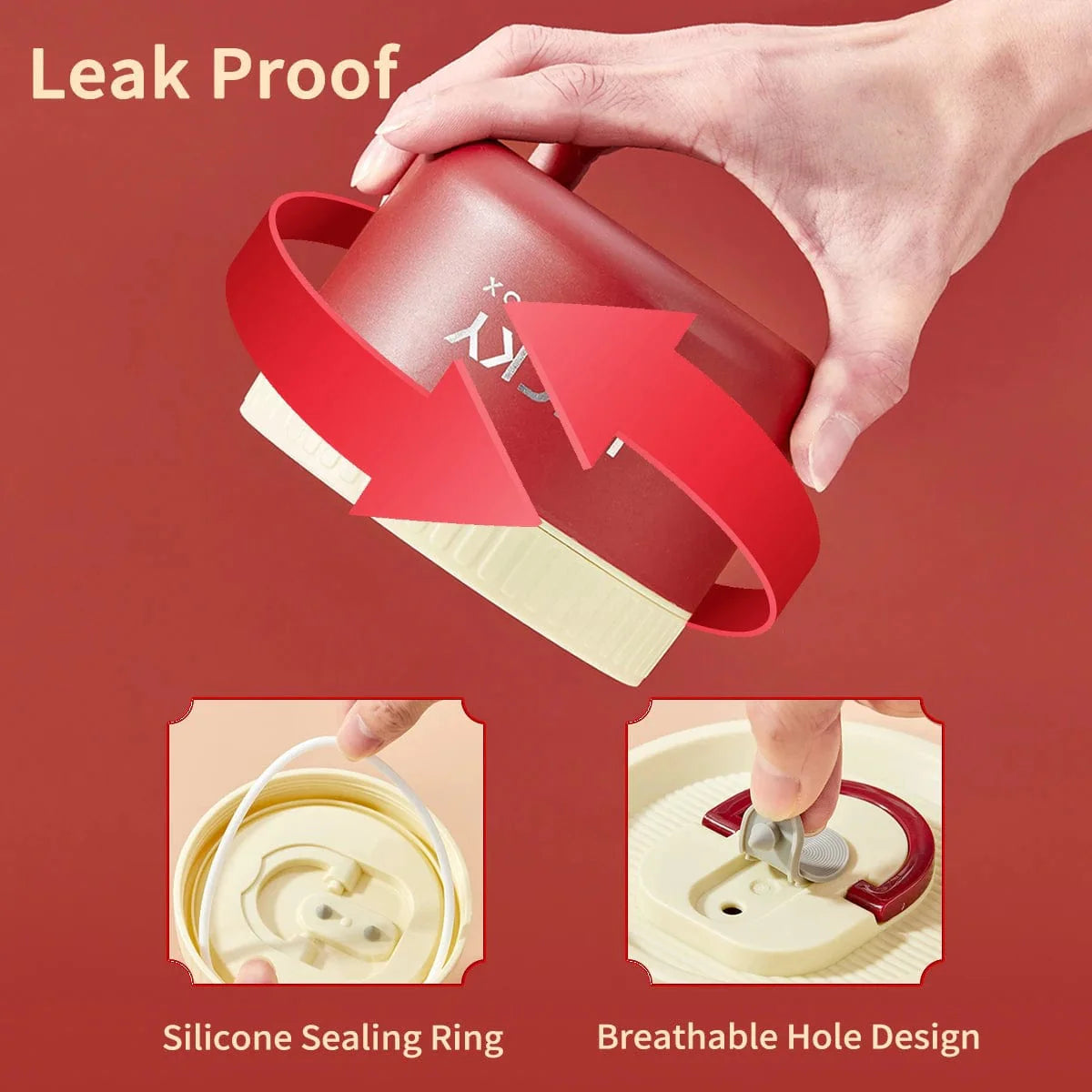 Showlu Fashion Store WORTHBUY stainless steel thermal lunch box with leak-proof design, perfect for hot or cold meals on the go.