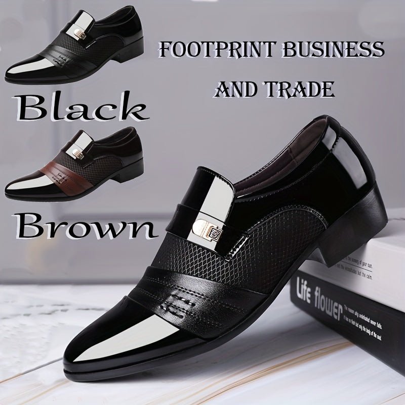 SHOWLU men's pointed toe slip-on casual shoes in microfiber leather, suitable for business and formal occasions.