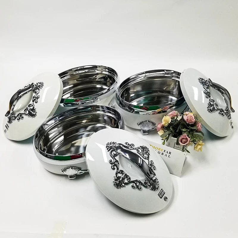 Showlu Fashion 3-piece thermal lunch box set with 4L, 5L, and 6L insulated containers, ideal for keeping food fresh and warm.