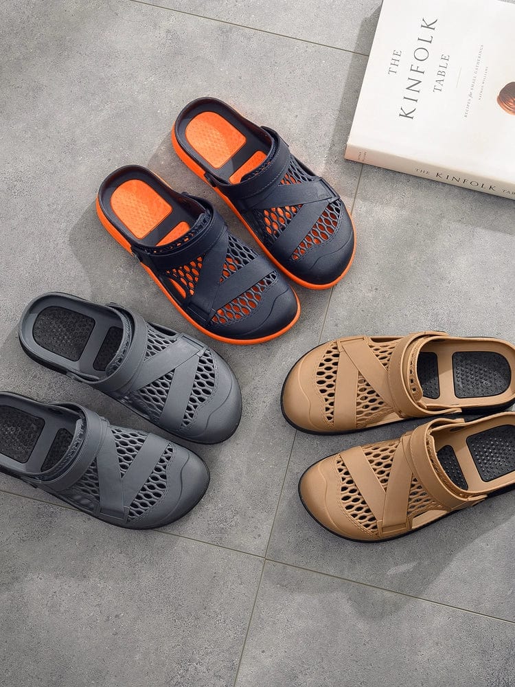 Tide Century men's latex backstrap sandals by Showlu Fashion Store, breathable casual beach shoes with non-stinky foot comfort.