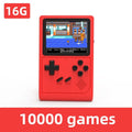 VILCORN GB300 handheld game console with a 3-inch screen, showing retro game graphics and colorful buttons for portable gaming.