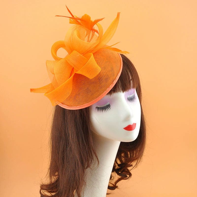 Showlu vintage bridal party jockey top hat with feather mesh hair clip, elegant and stylish headwear for special occasions.