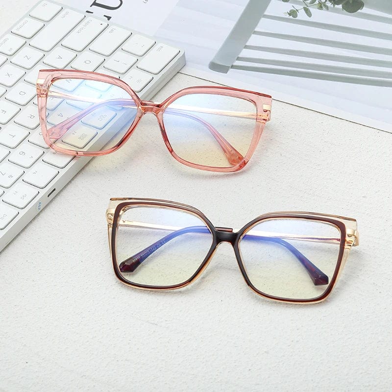 OwnSense Women's Square Anti-Blue Light Glasses with clear vintage frames and optical lenses for stylish eye protection.