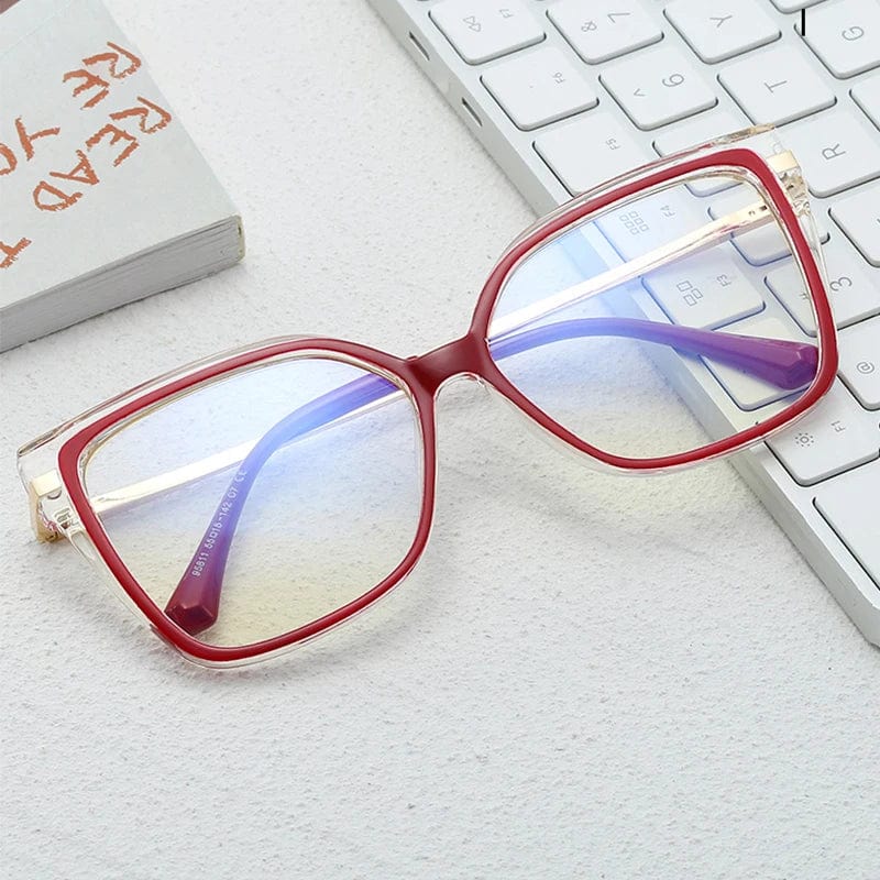 OwnSense women's square anti-blue light glasses with clear vintage frames and optical lenses for stylish eye protection.