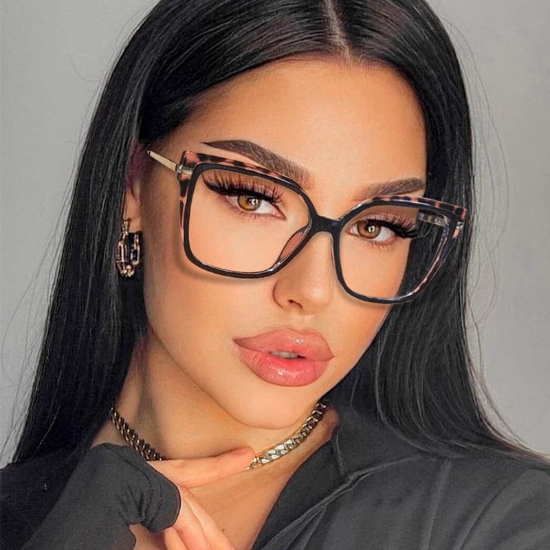 OwnSense women's square anti-blue light glasses with clear vintage frames and optical lenses for stylish eye protection.